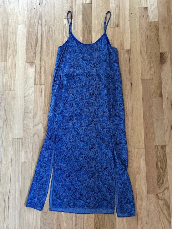 & OTHER STORIES spotted animal leopard print midi slip dress blue size 2 - Picture 13 of 13